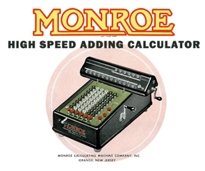 Image of a vintage, hand operated, calculator from the 1940s