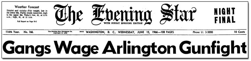Image of the front page header of the Washington Star June 15 1966