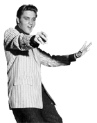 Elvis pointing at the arrival