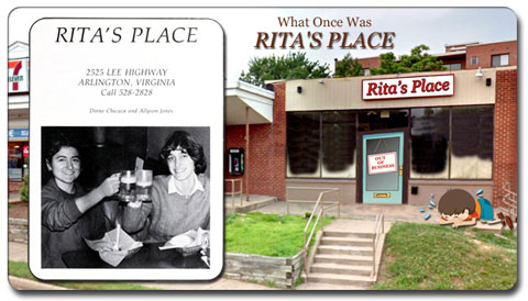 collage photoshopped image of what used to be Ritas Place in Arlington, VA