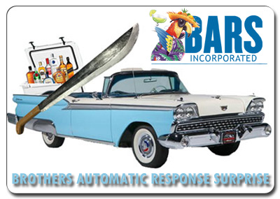 image of 1959 ford galaxie convertible with machete and portable bar