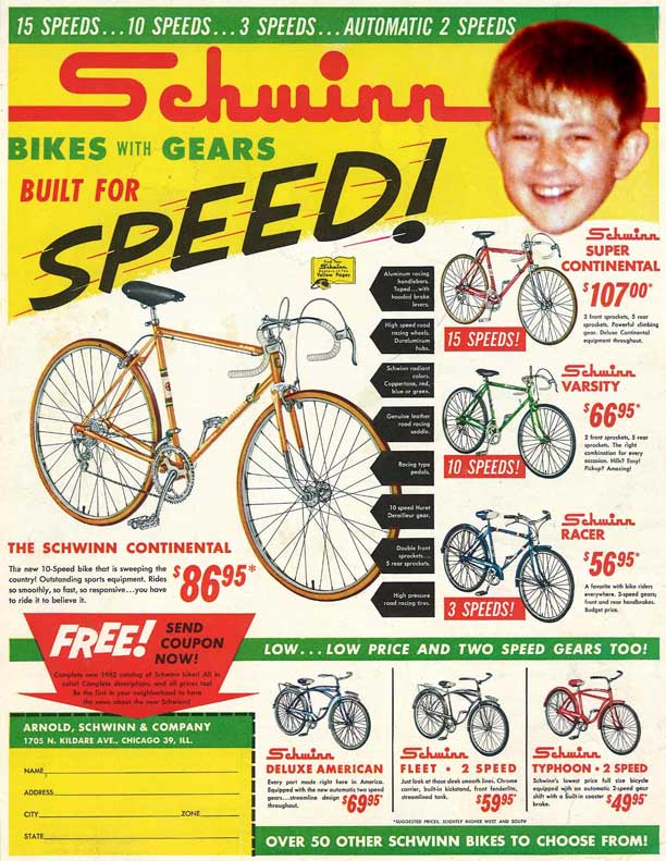 old ad for Schwinn bicycles