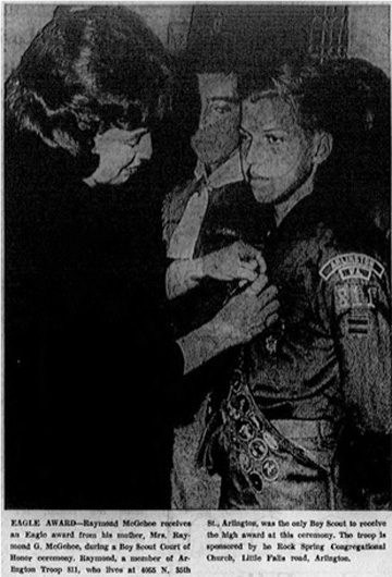 cliping from No. Va. Sun, May 31, 1965, Ray McGhee awarded Eagle Scout