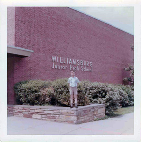 Larry Lachance - 7th Grade Begins<br>Standing in front of WJHS