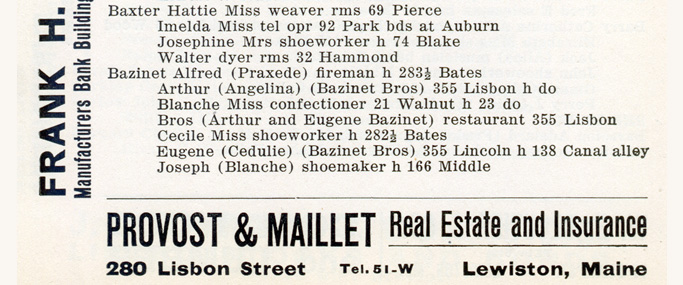 Lewiston City Directory, 1923 - Bazinet, Page 348