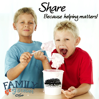two boys eating ice cream sharing family